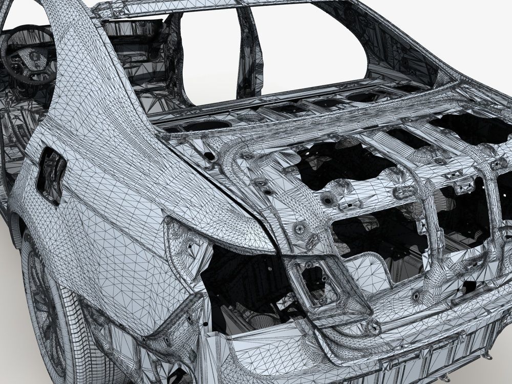 Car Frame with Chassis Engine 01 3D model_24