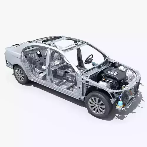 Car Frame with Chassis Engine 01 3D model