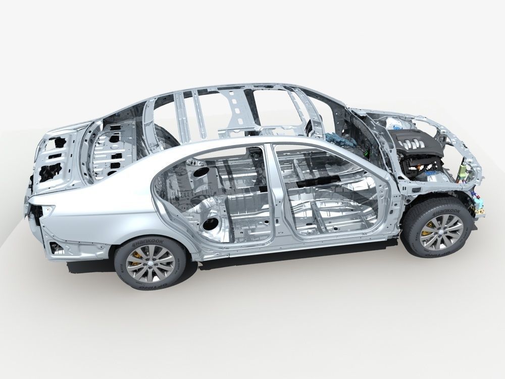 Car Frame with Chassis Engine 01 3D model_2