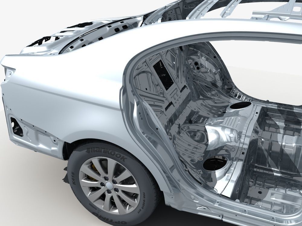 Car Frame with Chassis Engine 01 3D model_17