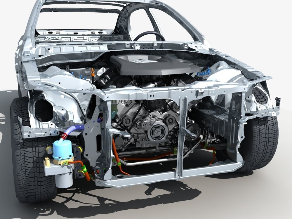 Car Frame with Chassis Engine 01 3D model_20