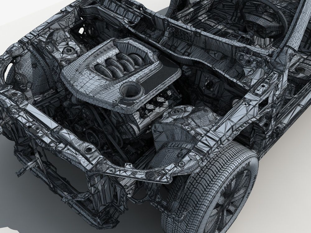 Car Frame with Chassis Engine 01 3D model_25