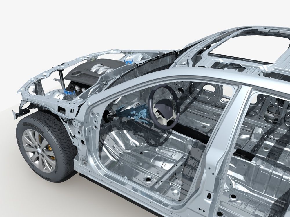 Car Frame with Chassis Engine 01 3D model_31