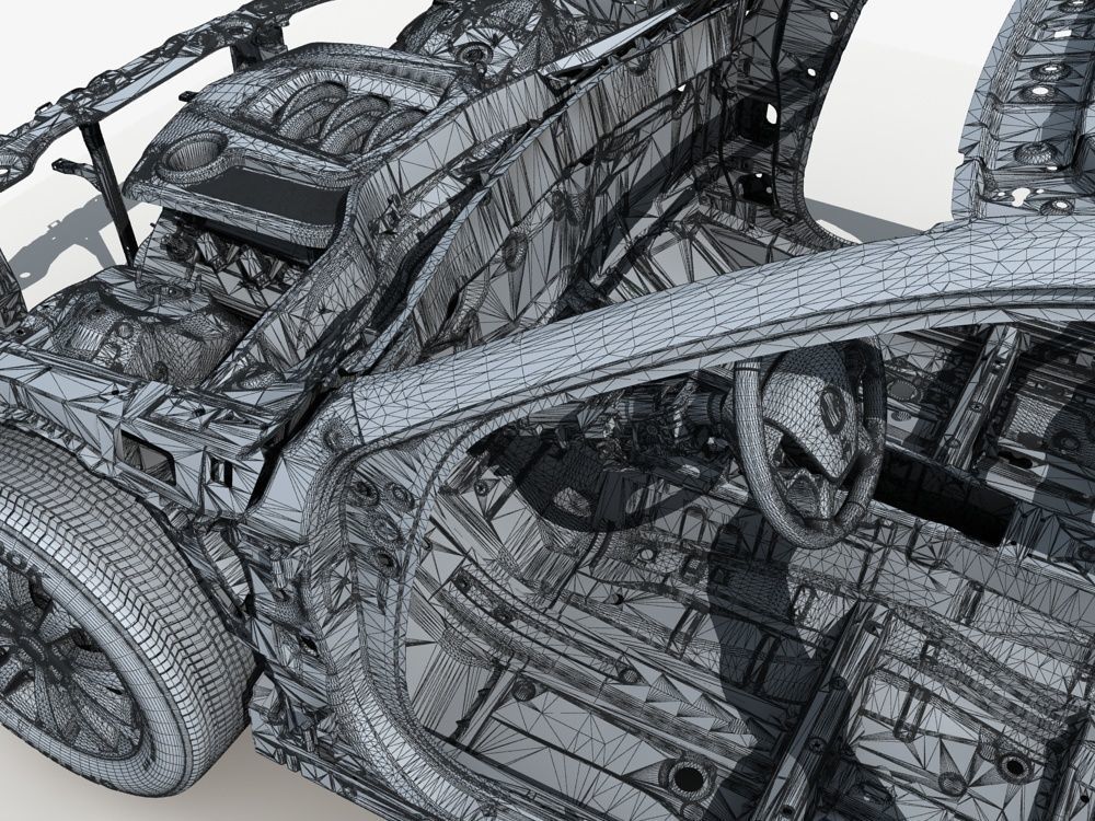 Car Frame with Chassis Engine 01 3D model_26