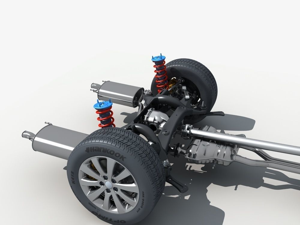 Car Frame with Chassis Engine 01 3D model_18