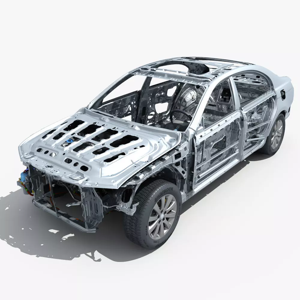 Car Frame with Chassis Engine 02 3D model