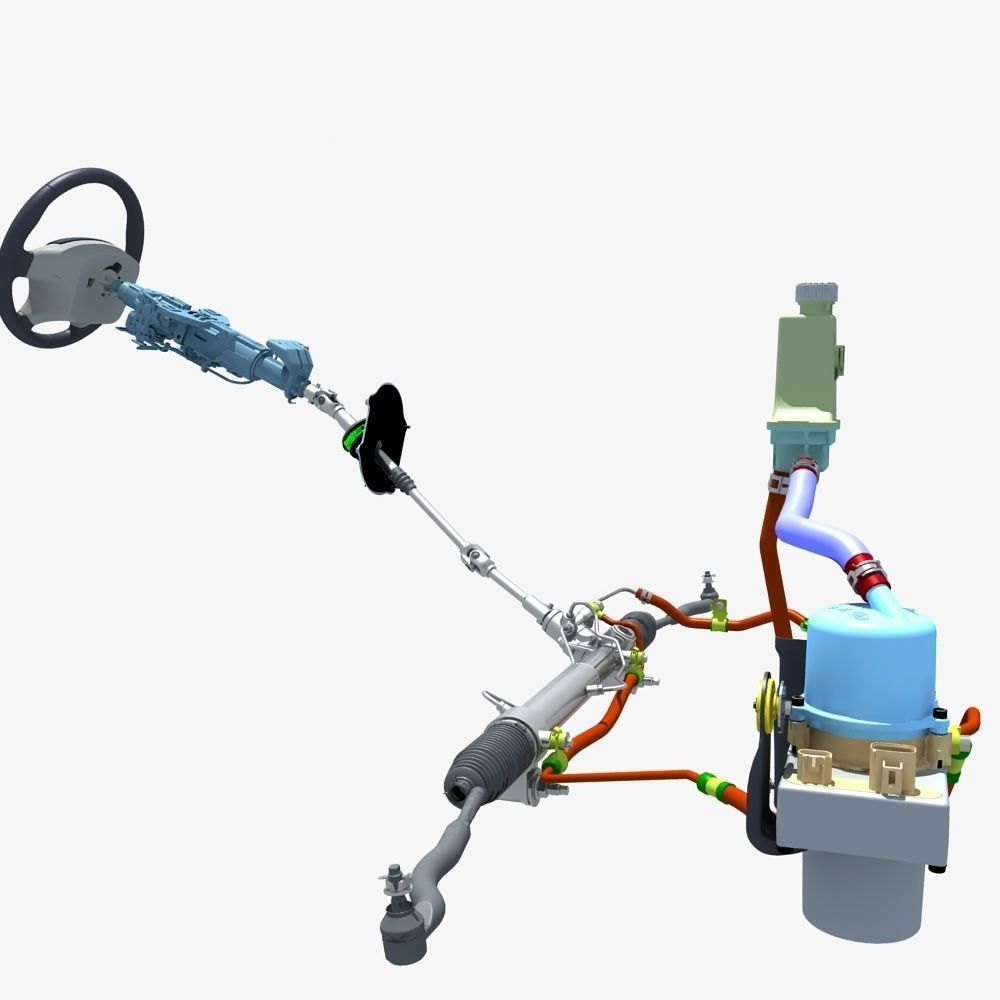 Car Steering System 3D model_2