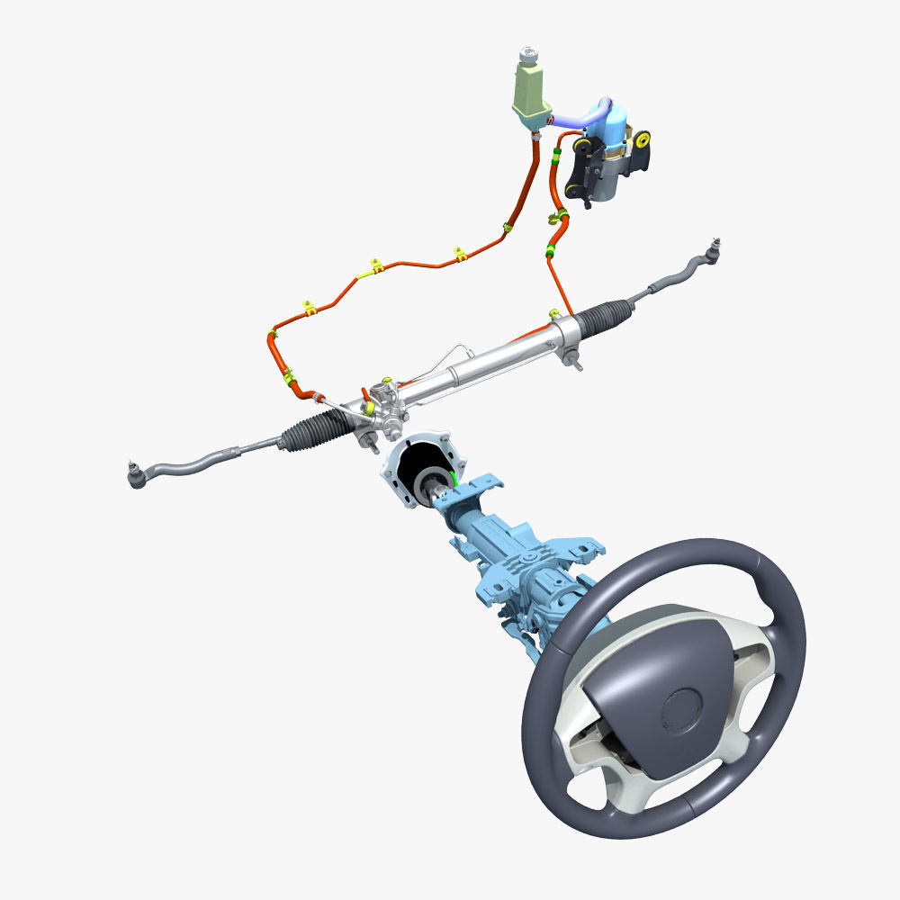 Car Steering System 3D model_3