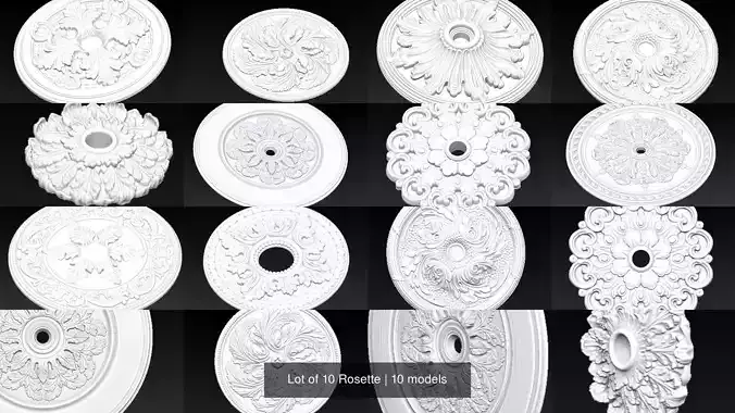 Lot of 10 Rosette 3D Model Collection
