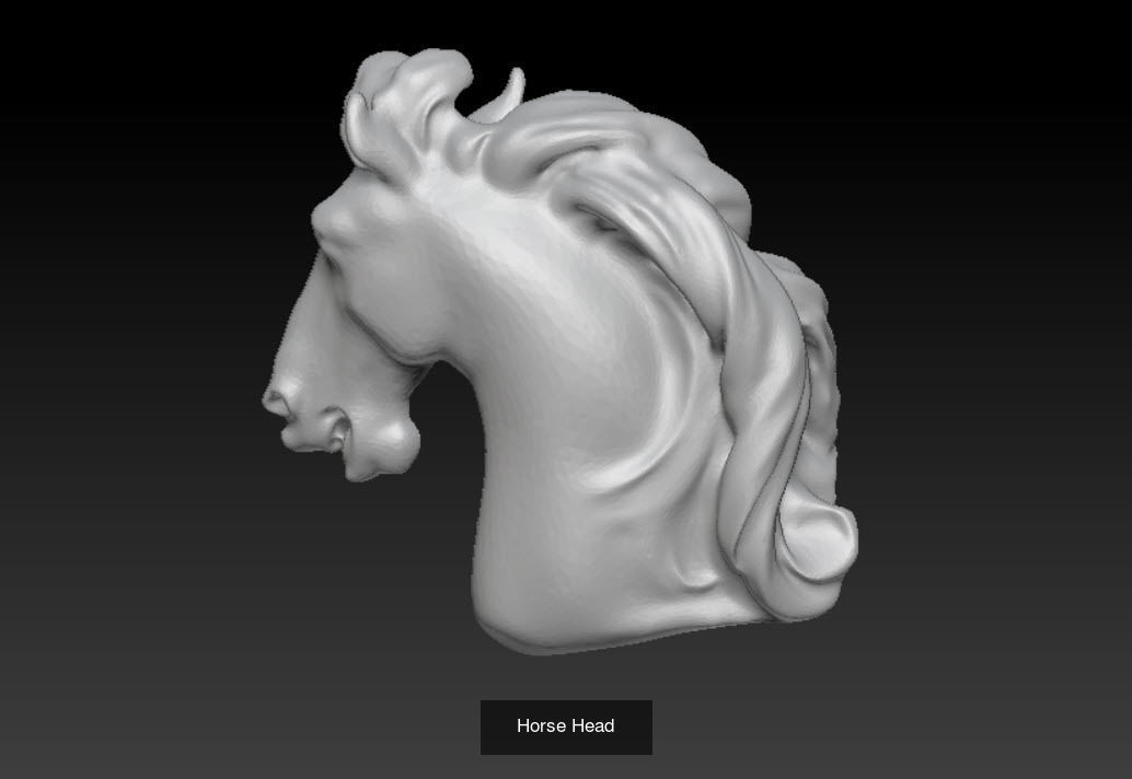 Lot of 4 pcs Horse Mustang heads 3D Model Collection_3