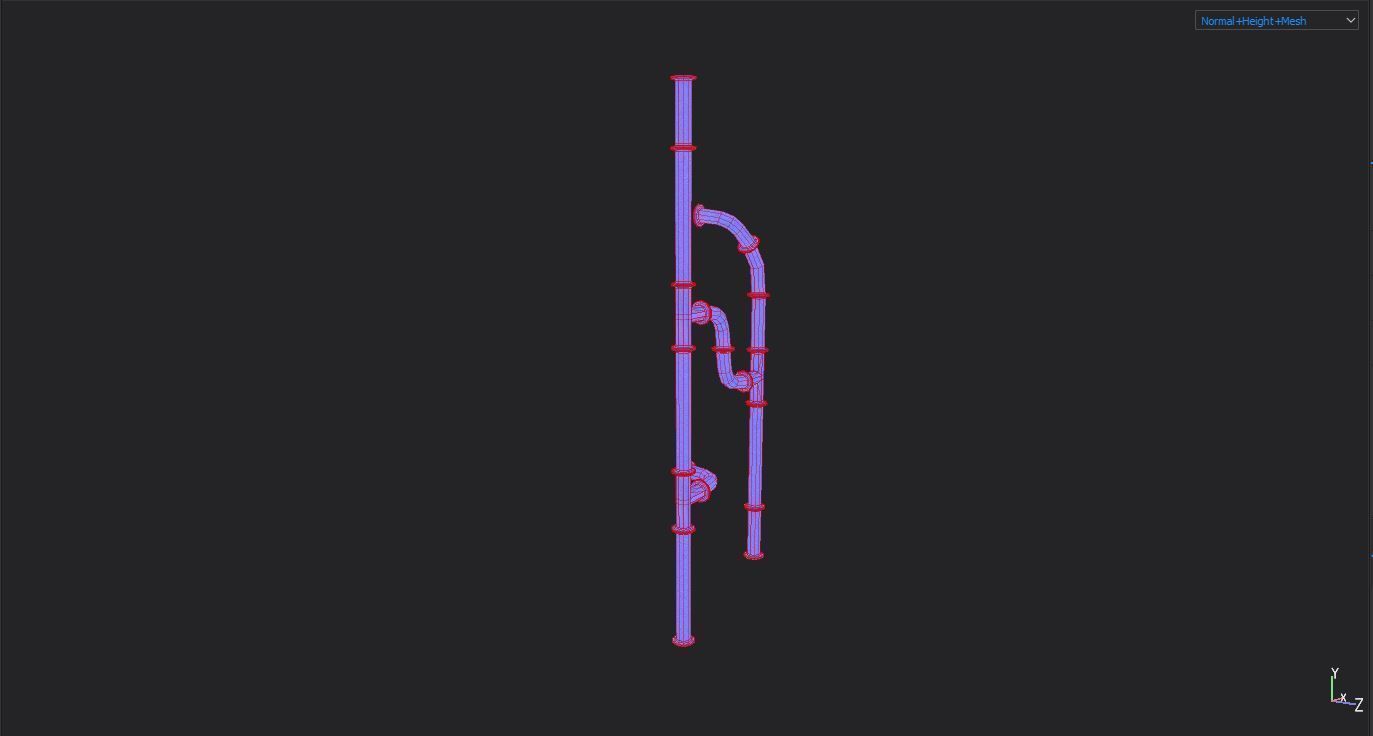 Pipe Set - Waterpipes - Construction Pipes Low-poly 3D model_3