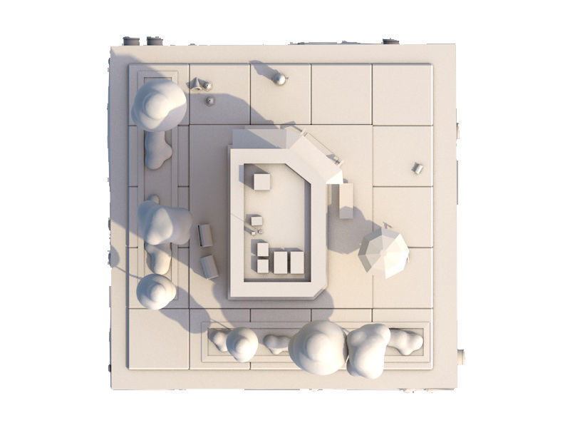 Cartoon Low Poly Brooklyn Small House Building Low-poly 3D model_6