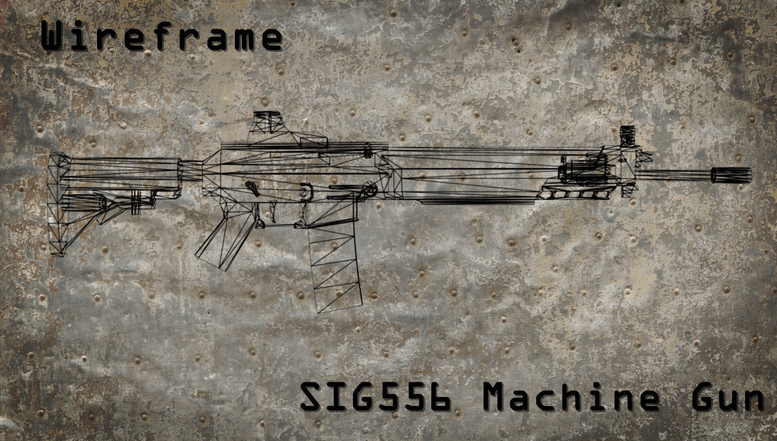 SIG 556 Machine Gun Low-poly 3D model_1