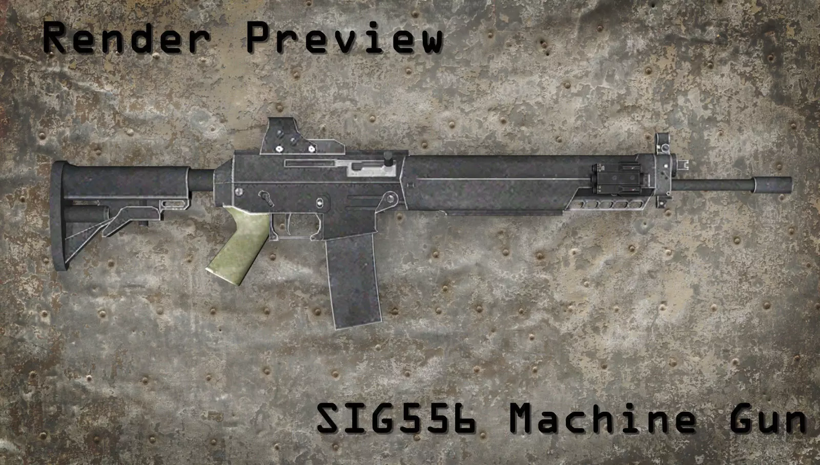 SIG 556 Machine Gun Low-poly 3D model_0