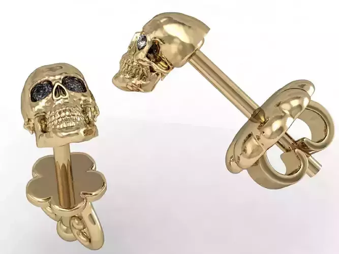  stud earring human scull   3D print model