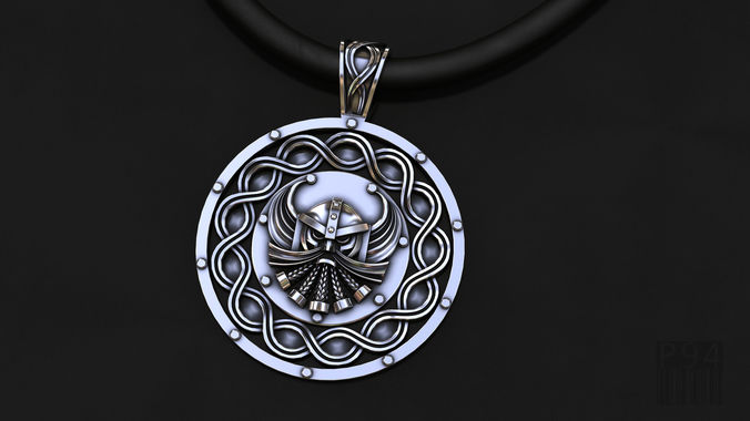 silver pendant with God one patterns 3D model 3D print model