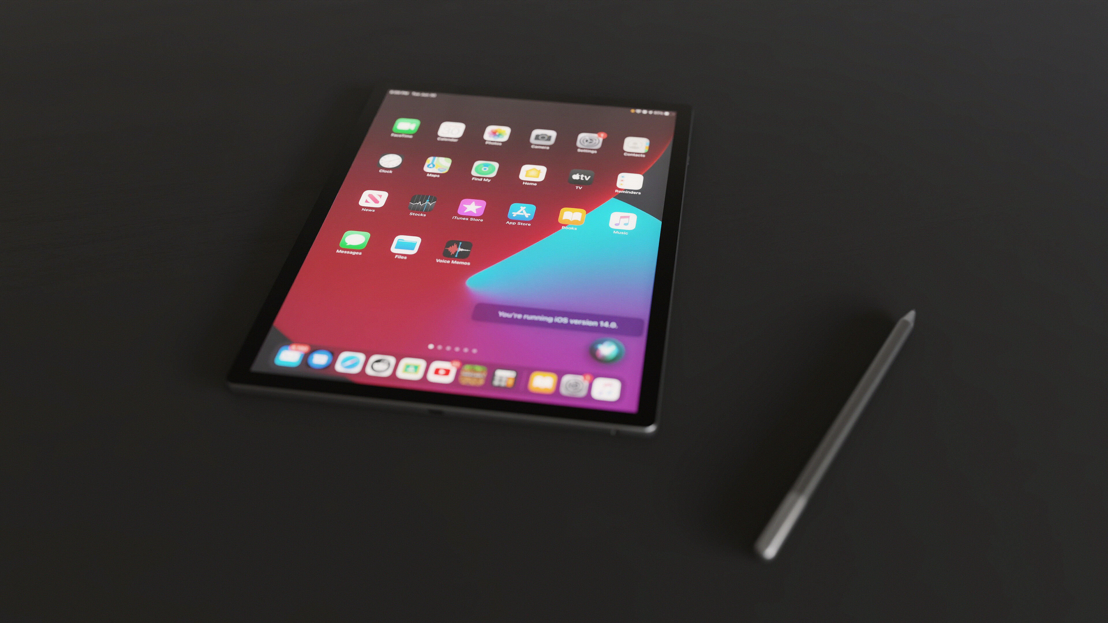 Large Digital Tablet With Keyboard Case and Stylus Low-poly 3D model_3