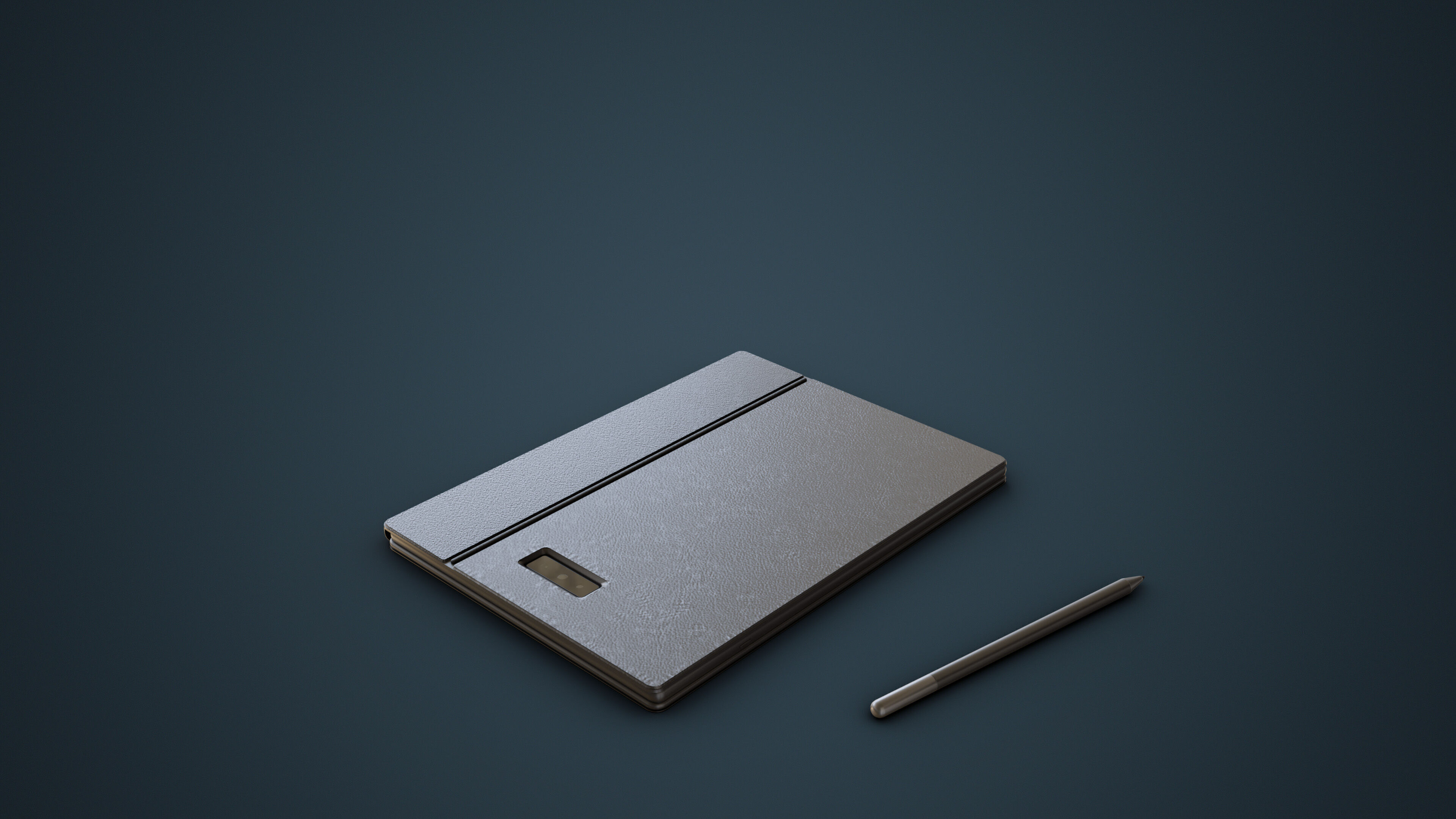 Large Digital Tablet With Keyboard Case and Stylus Low-poly 3D model_15