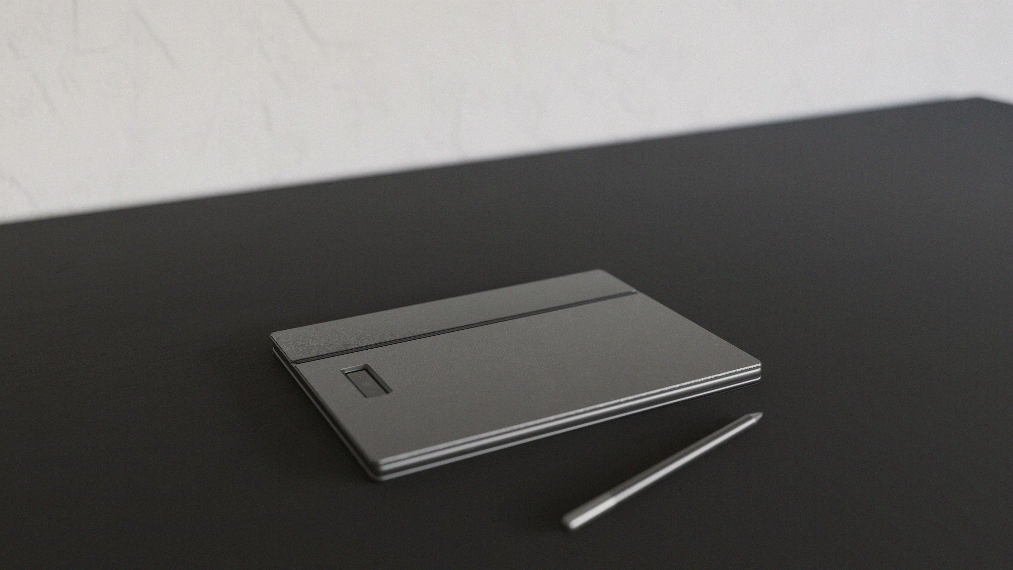 Large Digital Tablet With Keyboard Case and Stylus Low-poly 3D model_7