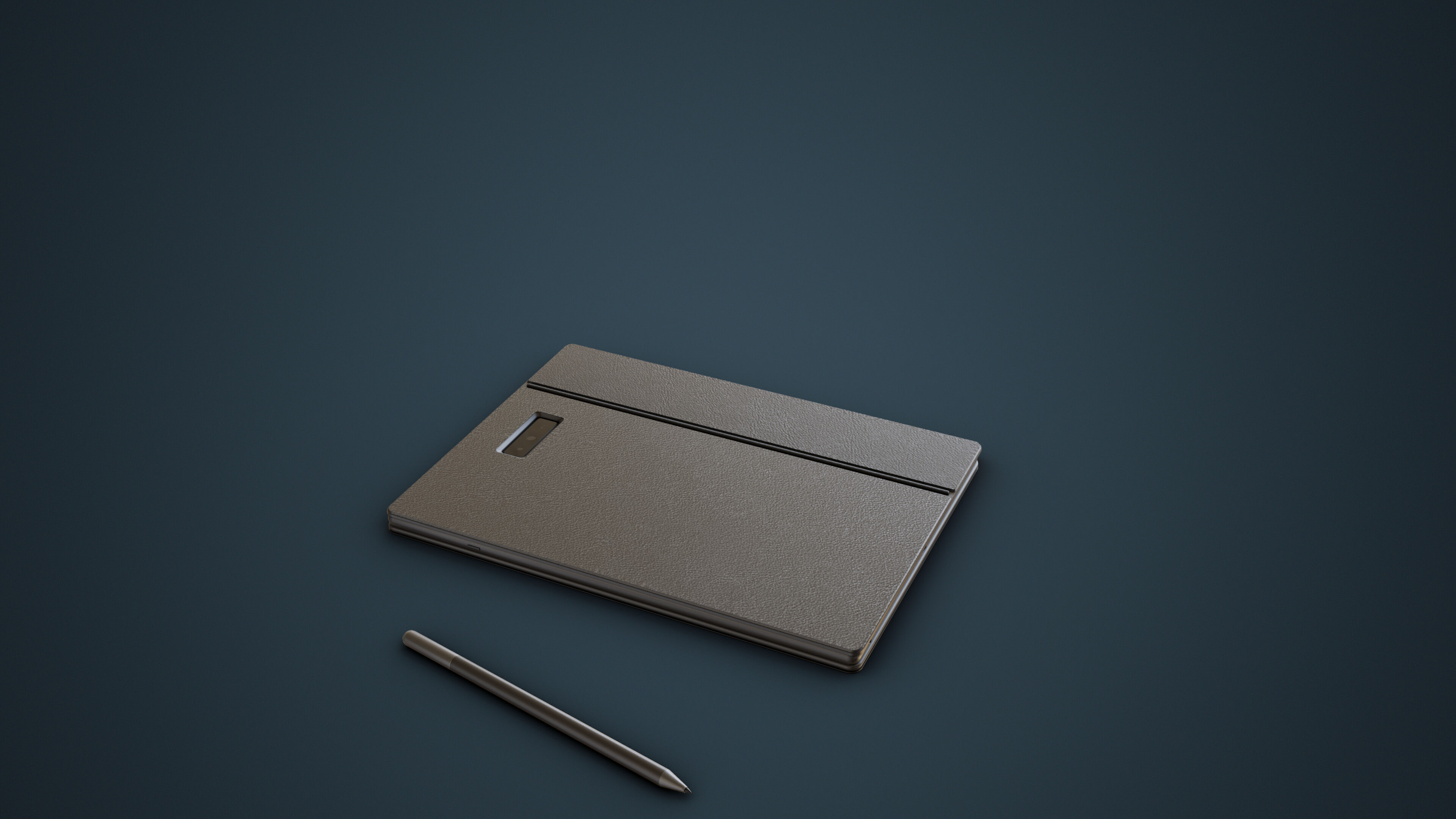 Large Digital Tablet With Keyboard Case and Stylus Low-poly 3D model_14