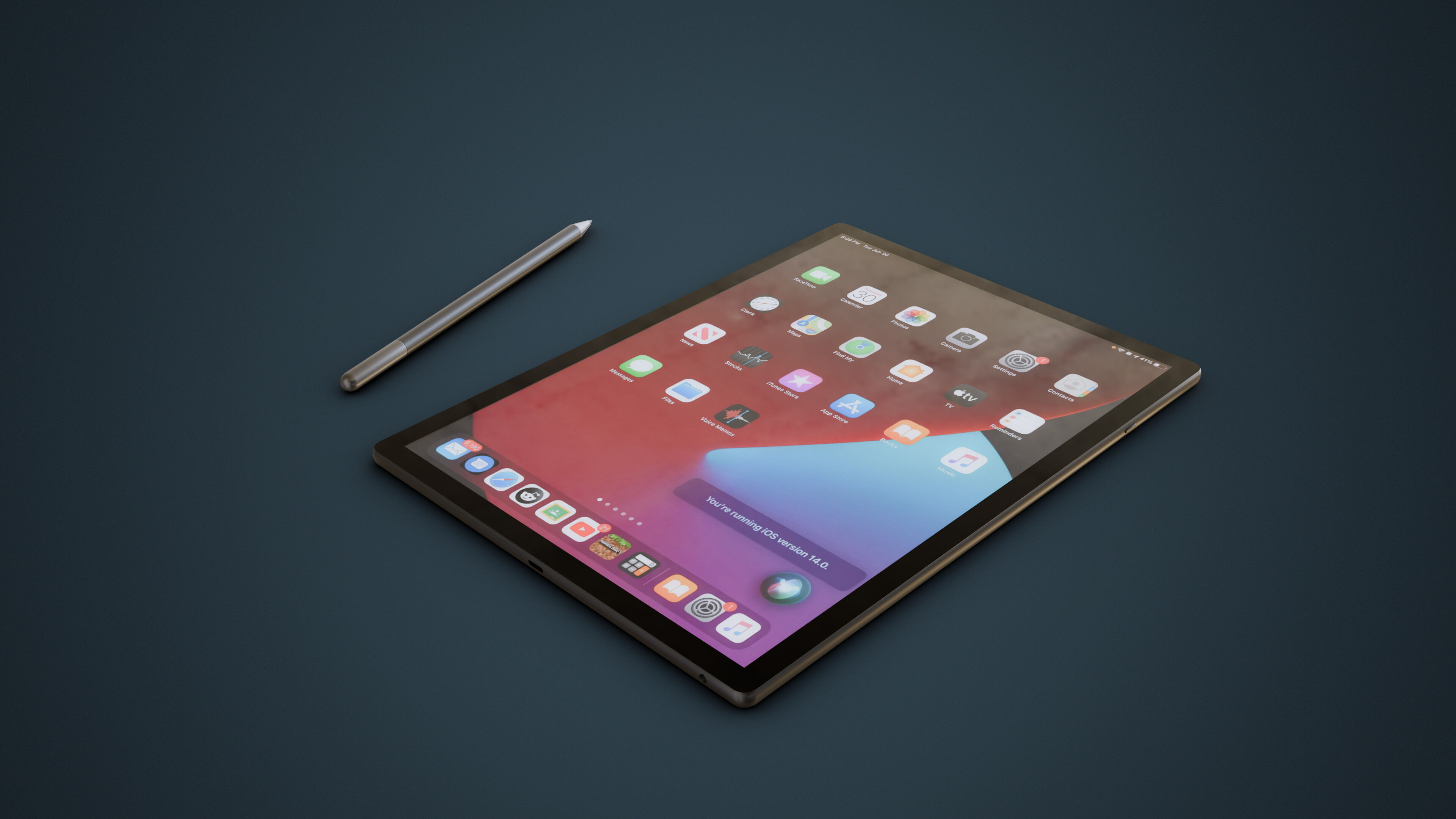 Large Digital Tablet With Keyboard Case and Stylus Low-poly 3D model_11