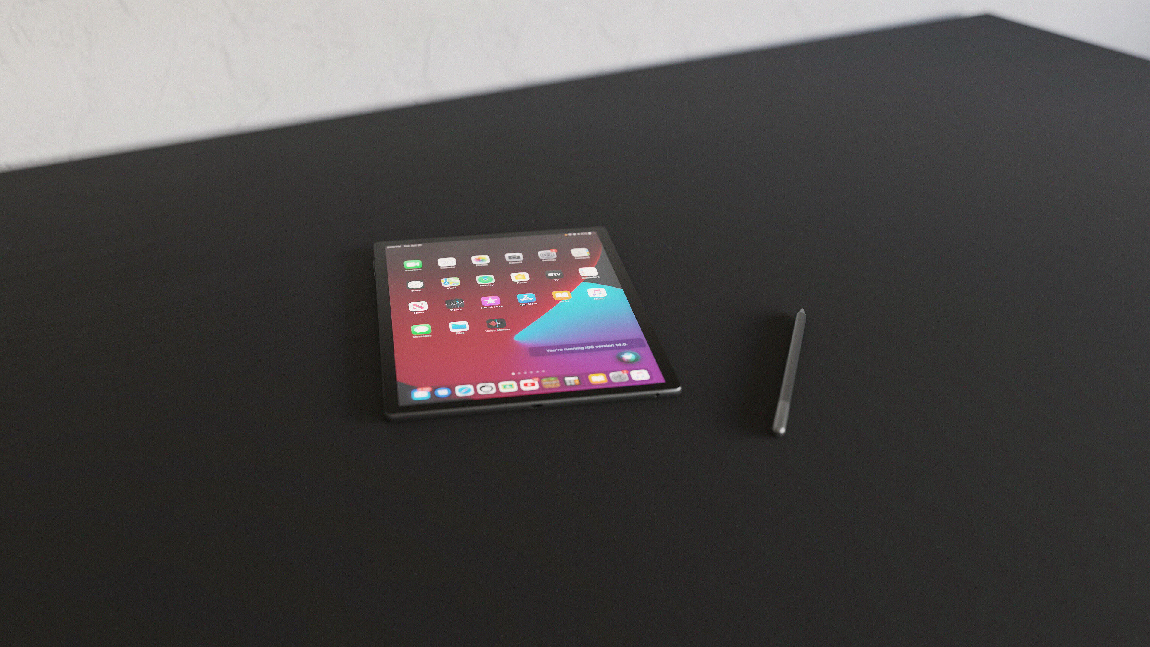 Large Digital Tablet With Keyboard Case and Stylus Low-poly 3D model_5