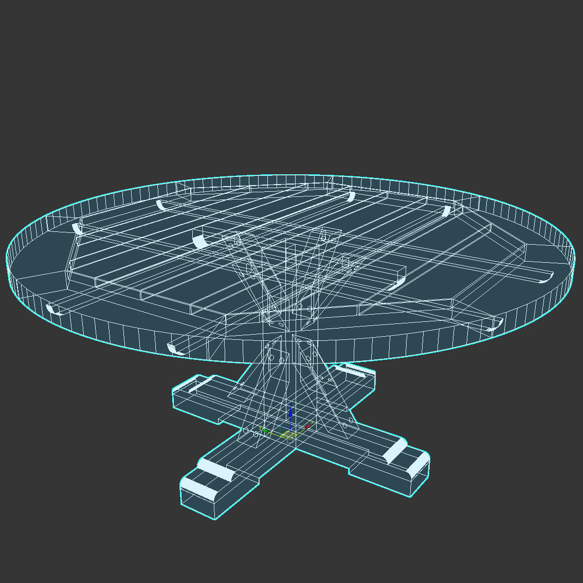 Protected Teak Round Trestle Dining Table Low-poly 3D model_6