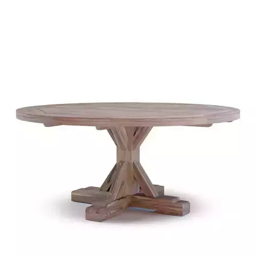 Protected Teak Round Trestle Dining Table