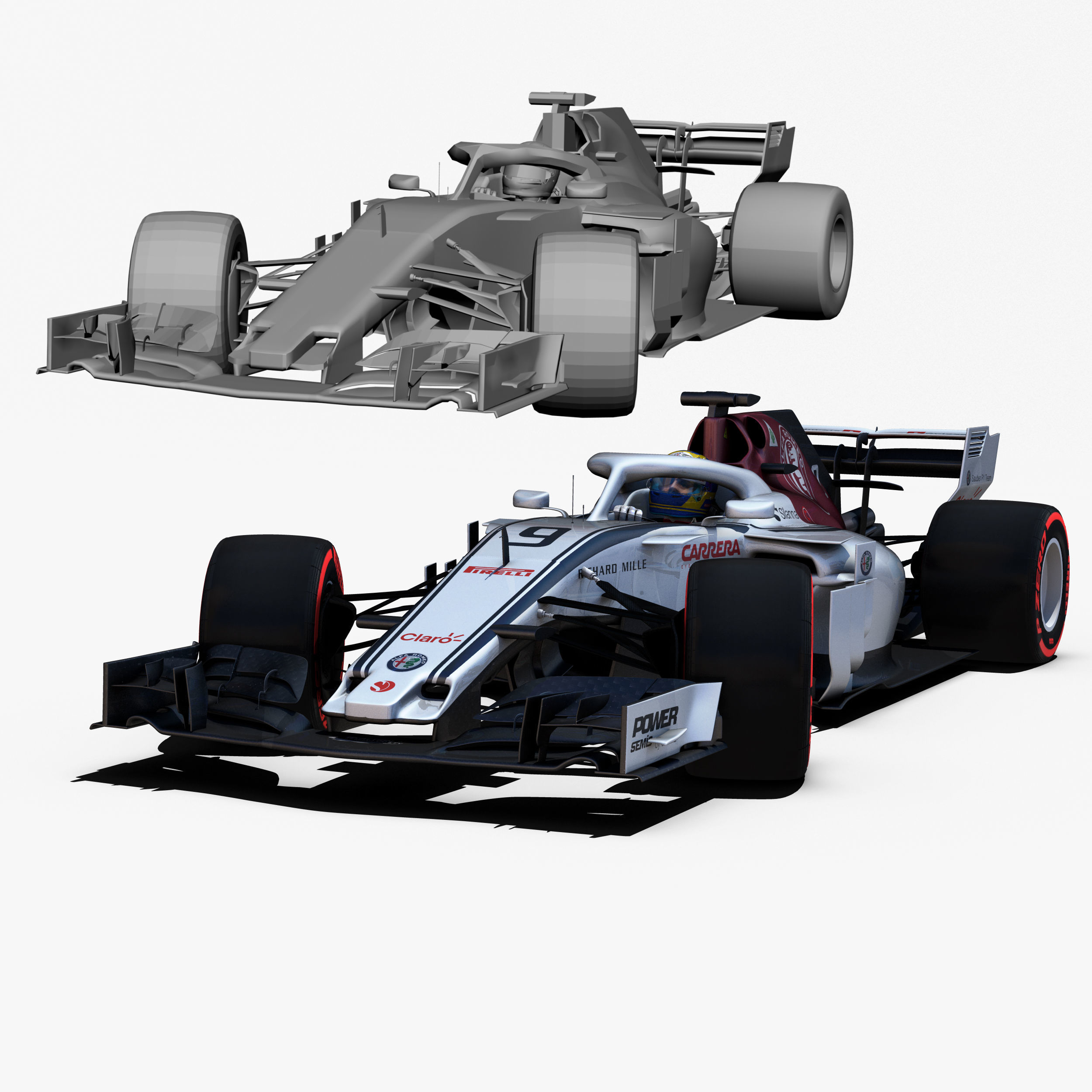 Alfa Romeo Sauber C37 Low-poly 3D model_2