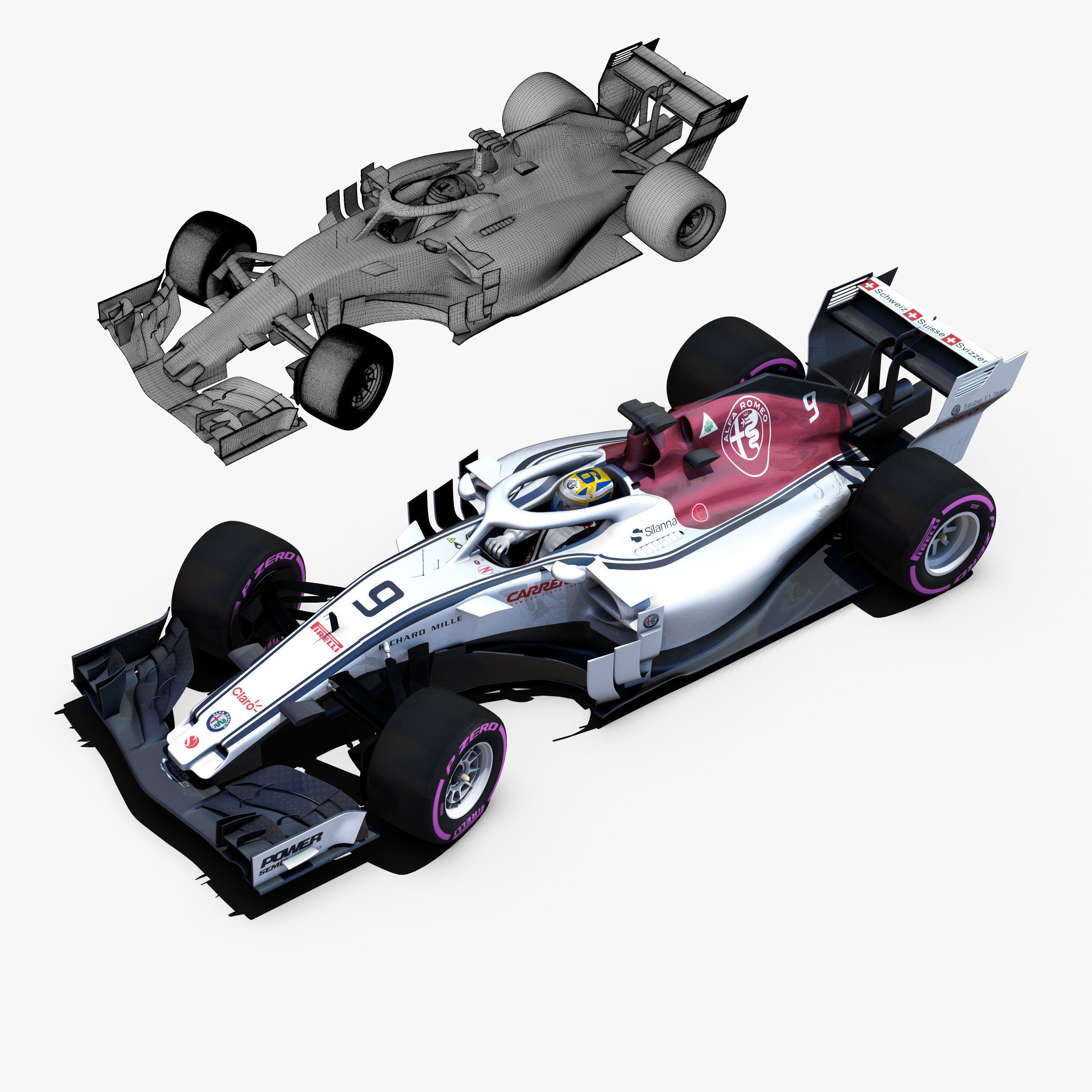 Alfa Romeo Sauber C37 Low-poly 3D model_4