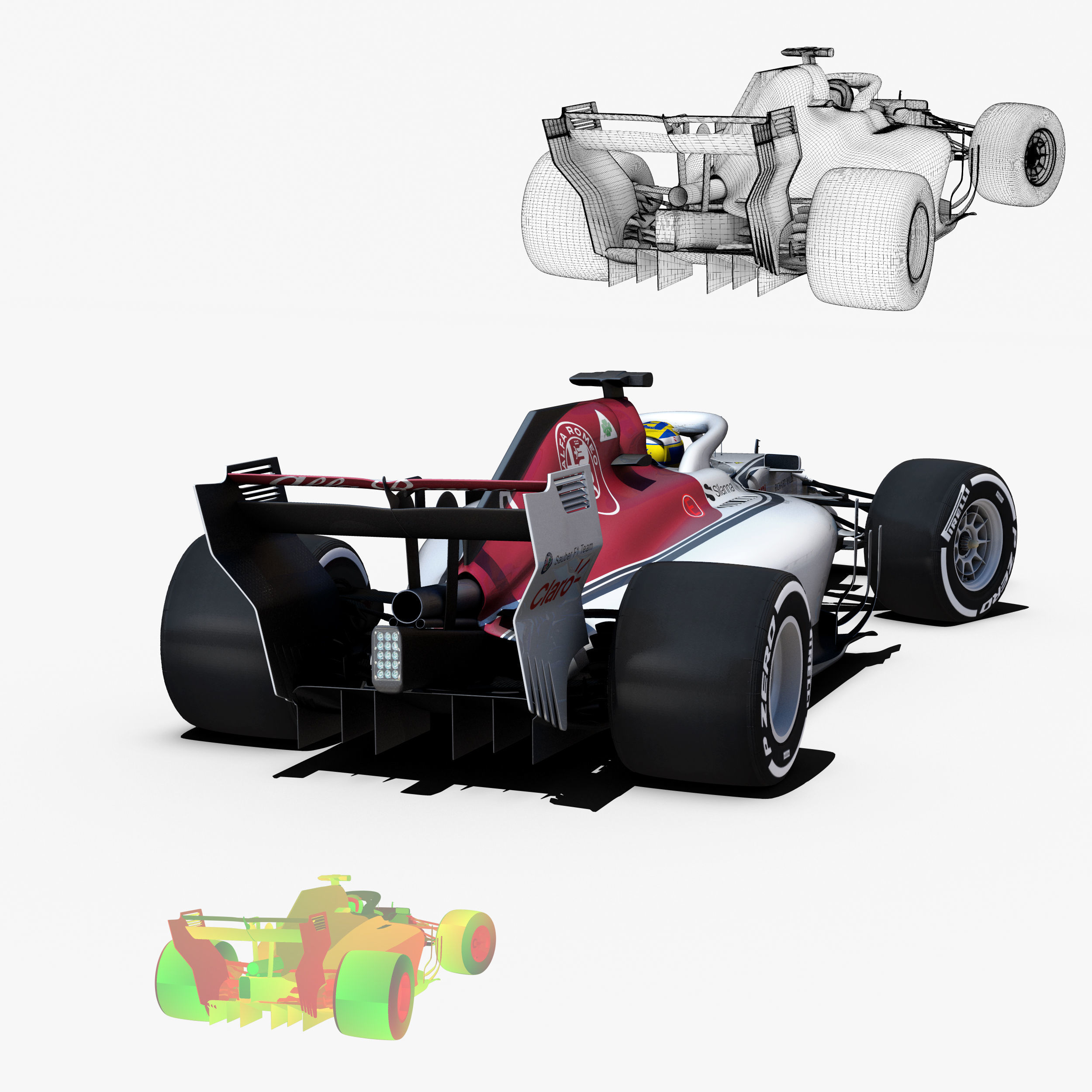 Alfa Romeo Sauber C37 Low-poly 3D model_6