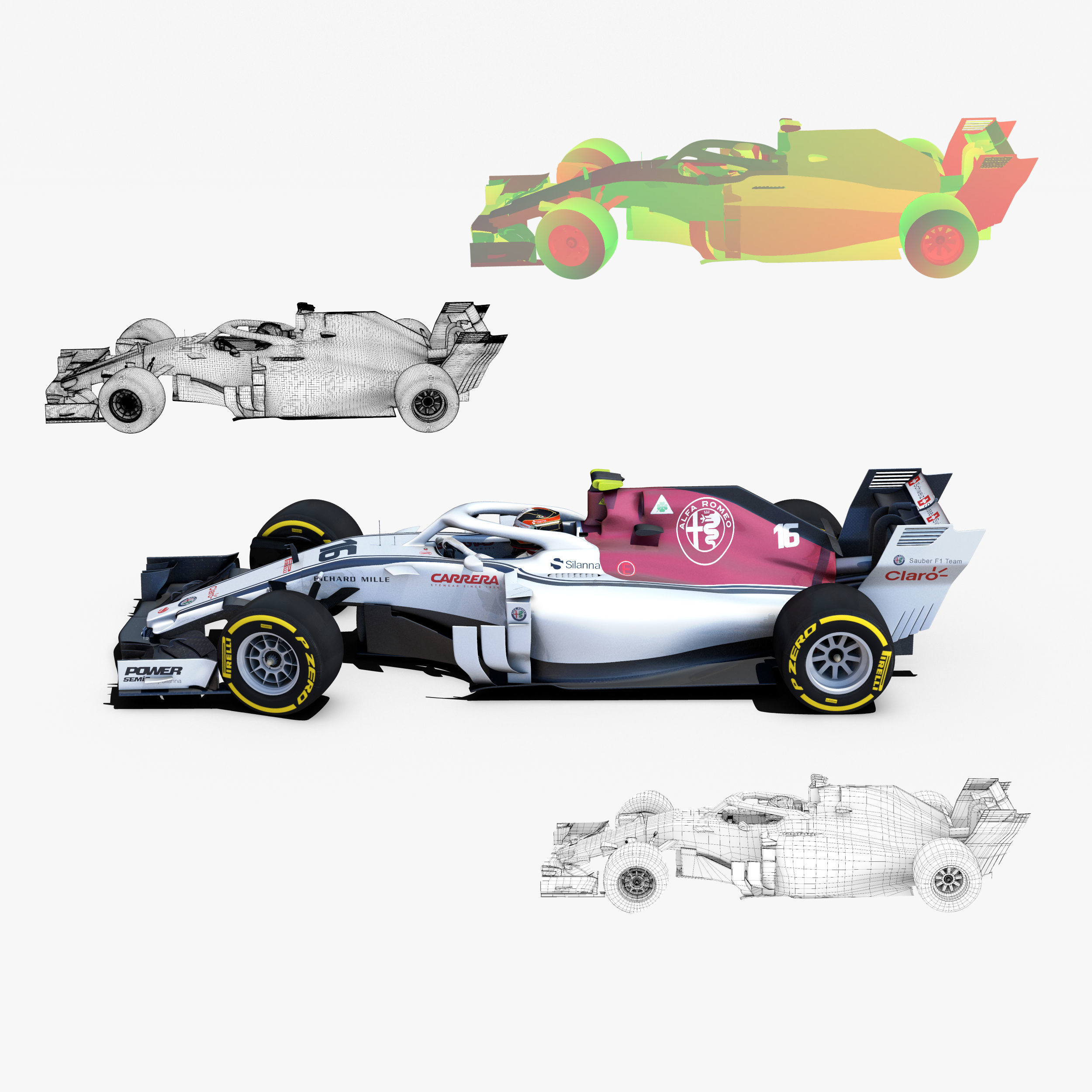 Alfa Romeo Sauber C37 Low-poly 3D model_1