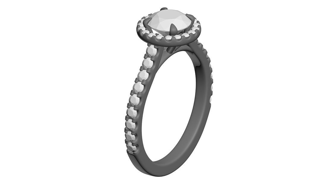 Classical Halo Ring Round 3D print model_11