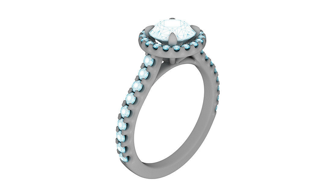 Classical Halo Ring Round 3D print model_21