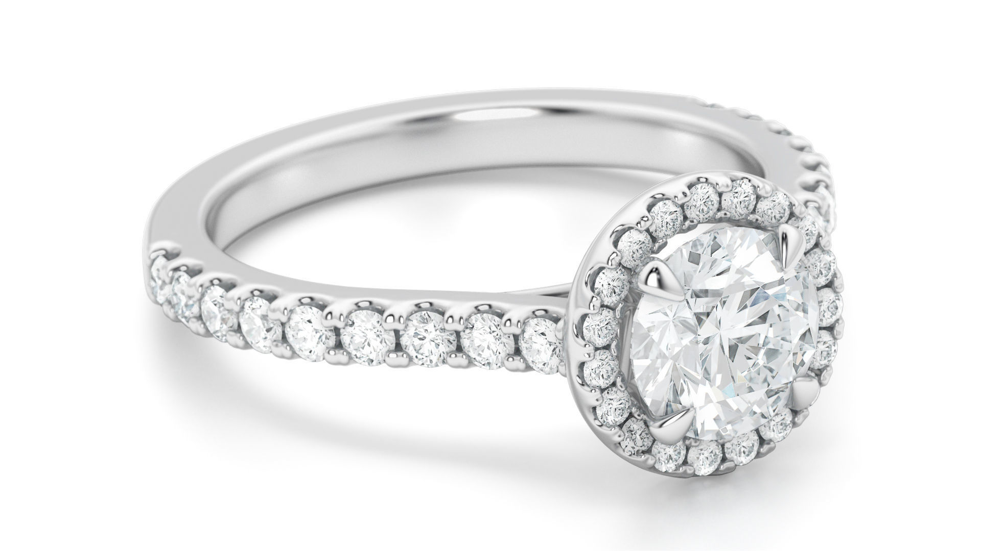 Classical Halo Ring Round 3D print model_3