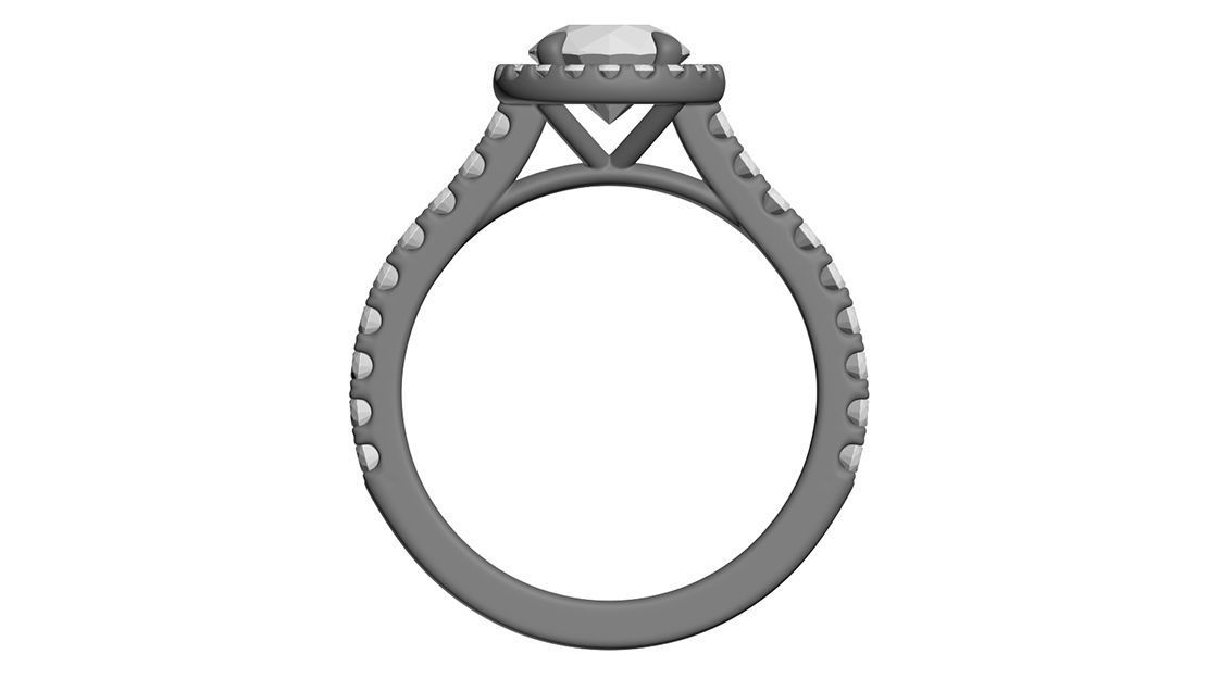 Classical Halo Ring Round 3D print model_8
