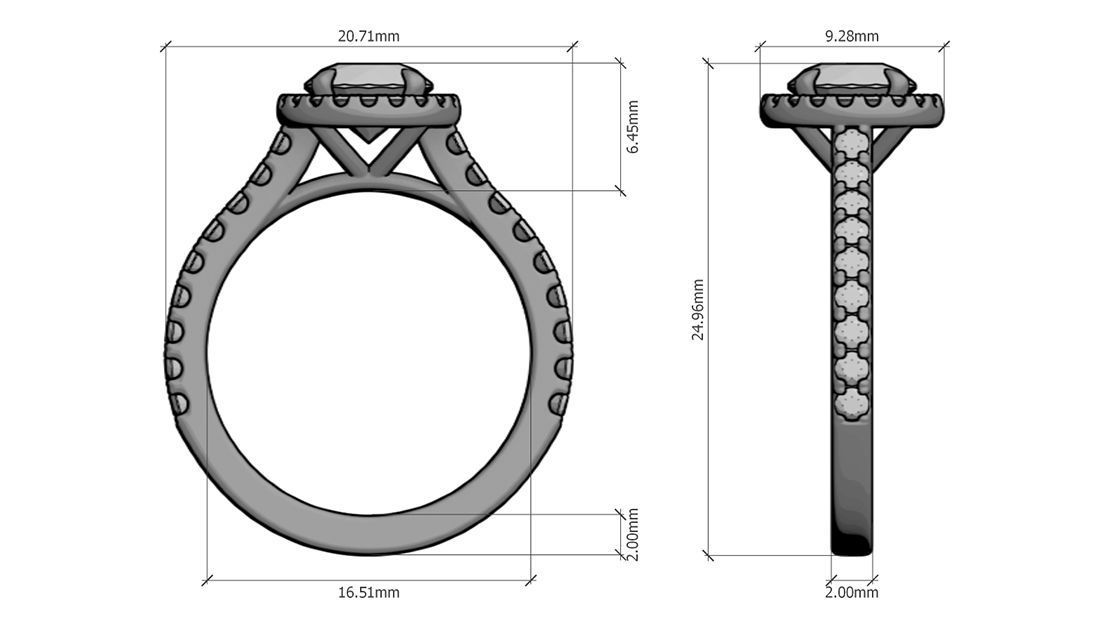 Classical Halo Ring Round 3D print model_5