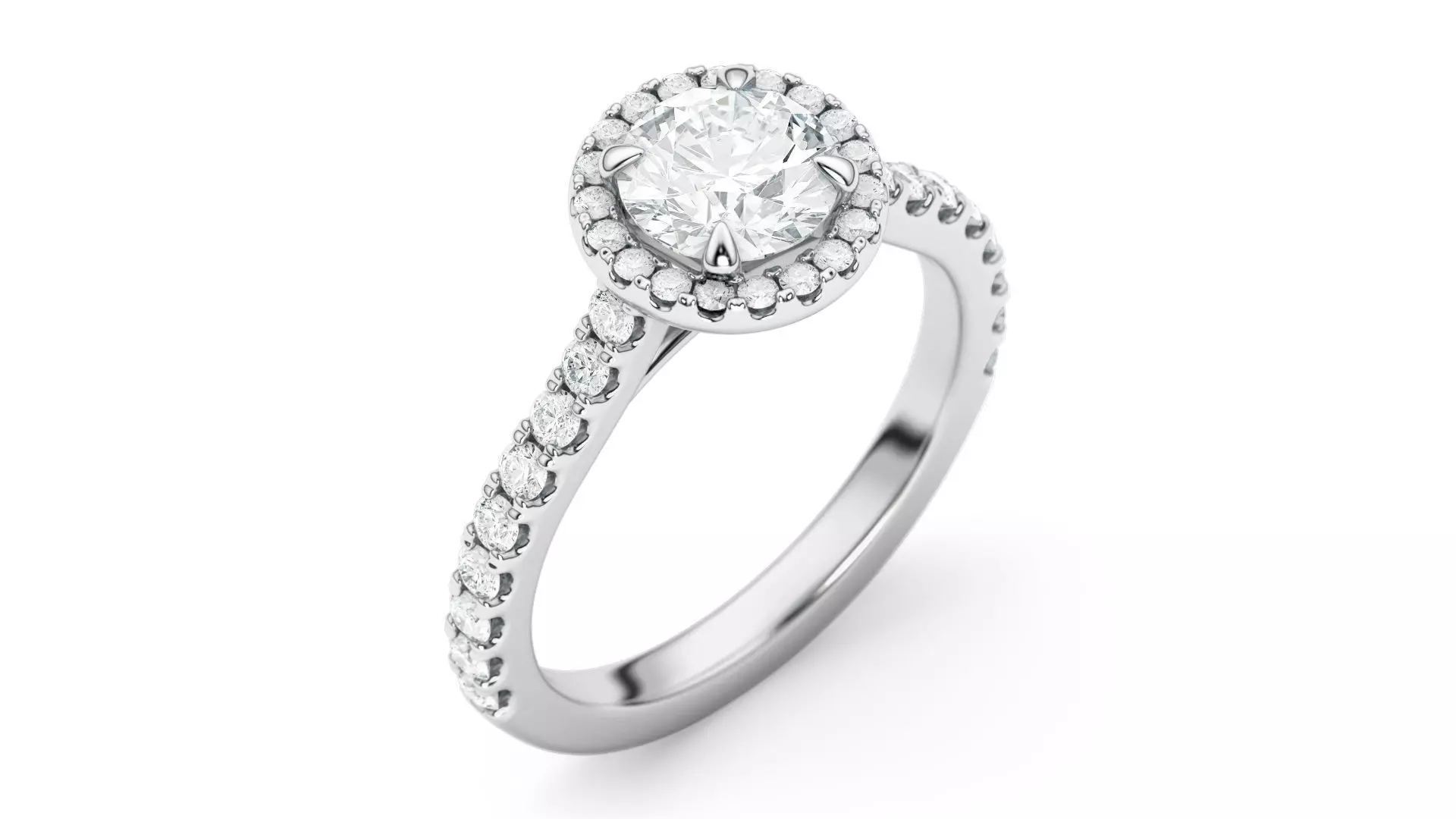 Classical Halo Ring Round 3D print model_0