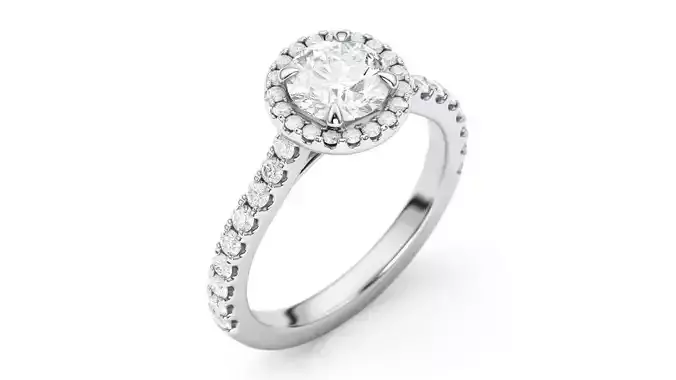 Classical Halo Ring Round 3D print model