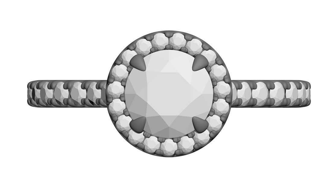 Classical Halo Ring Round 3D print model_9