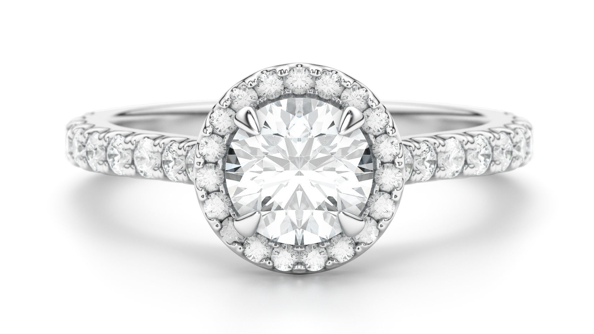 Classical Halo Ring Round 3D print model_4