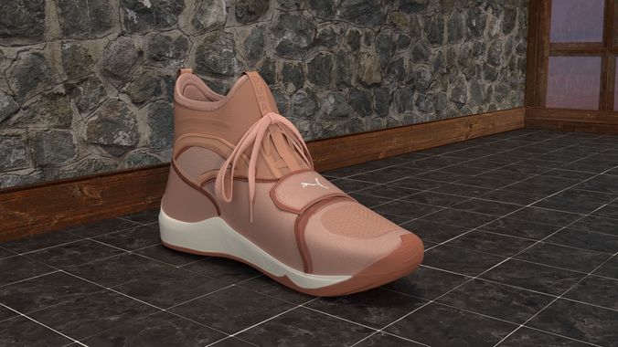Puma Phenom Pink Shoe Trainers made in Blender 2 79 Low-poly 3D model