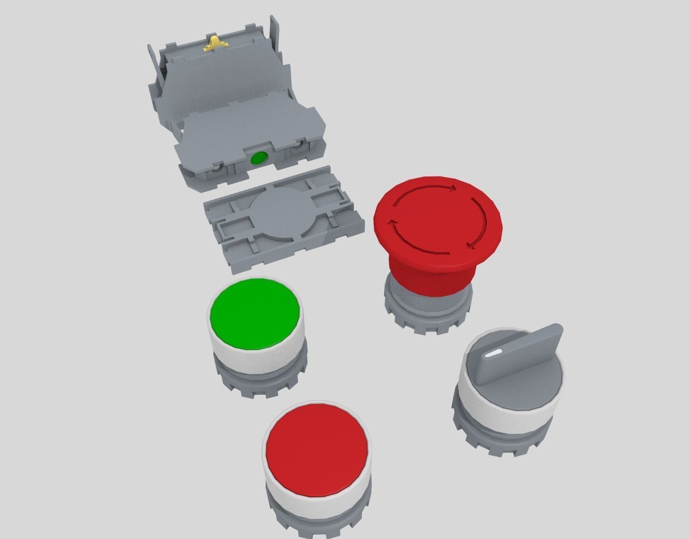 Push buttons 3D model_2