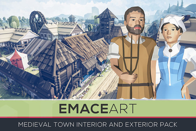 Slavic Medieval Village Town Interior and Exterior Pack  Low-poly 3D model