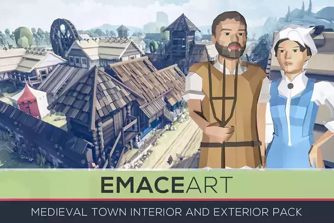 Slavic Medieval Village Town Interior and Exterior Pack  Low-poly 3D model