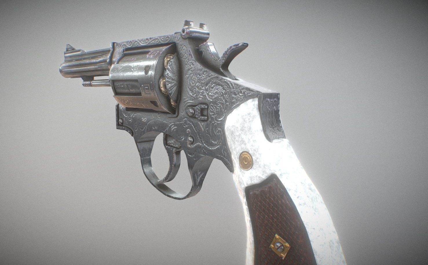 Revolver Engraved Low-poly 3D model_1