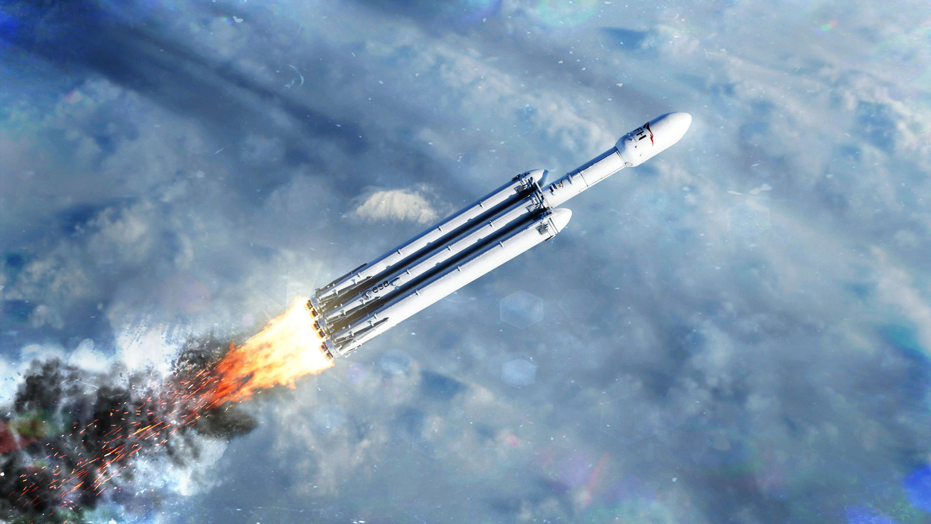 Rocket - Falcon Heavy Low-poly 3D model_2