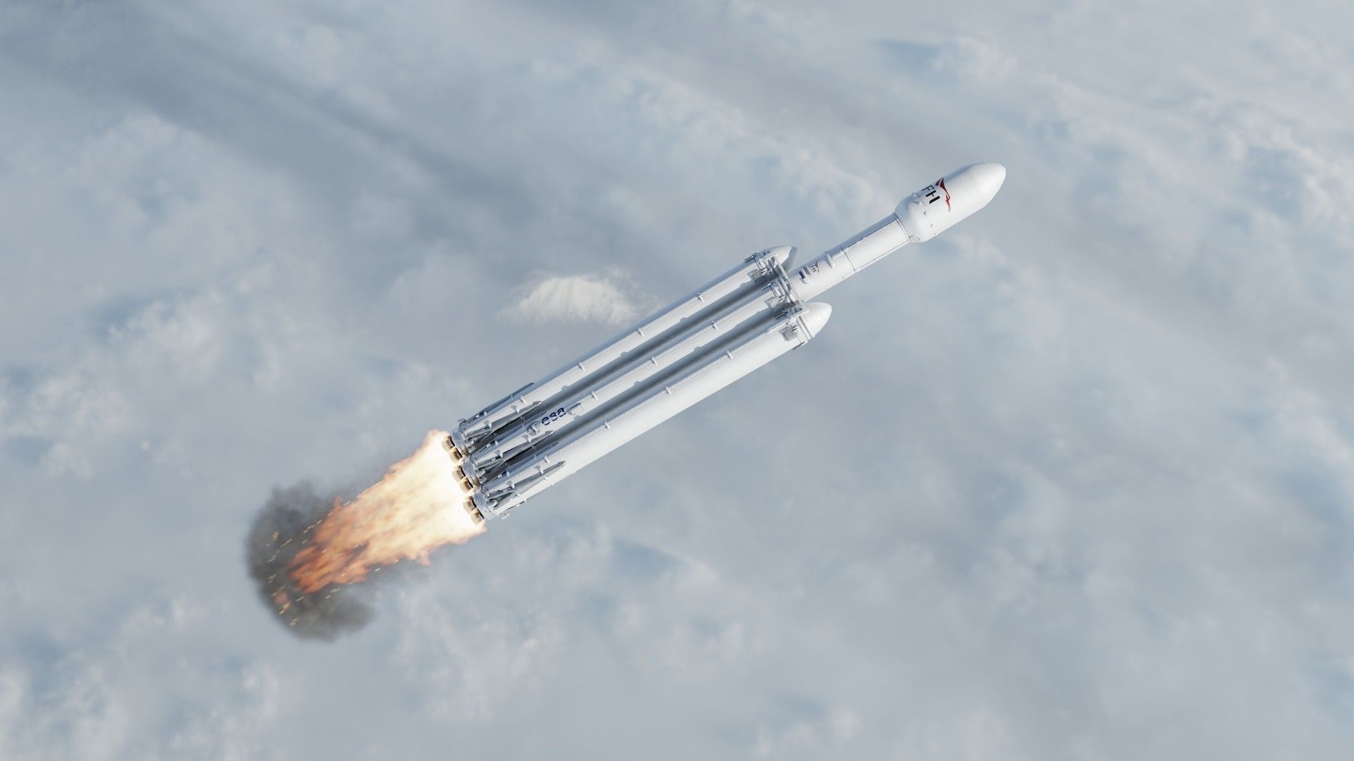 Rocket - Falcon Heavy Low-poly 3D model_3