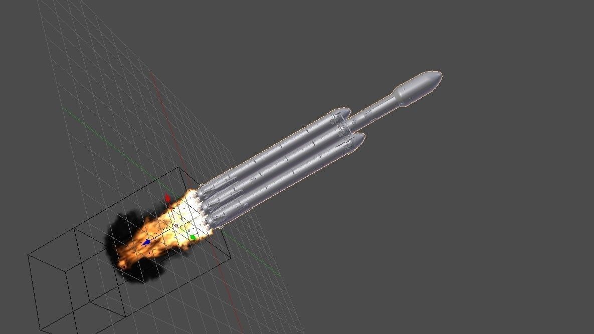 Rocket - Falcon Heavy Low-poly 3D model_4