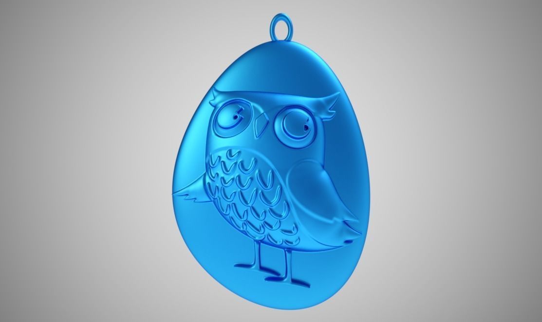 Rock Owl Necklace 3D print model_4